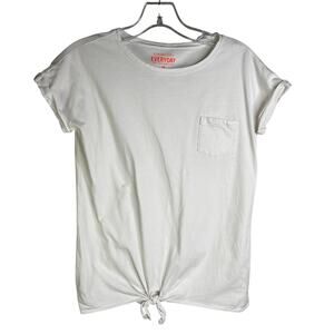 Crewcuts Everyday Short Sleeve Shirt Girls 16 White Cotton Front Tie Pocket Tee